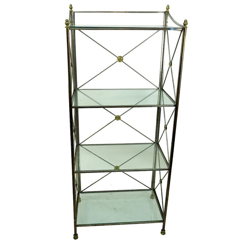 Appraisal: Mid Century Etagere with Four Shelves Mid Century Metal Brass