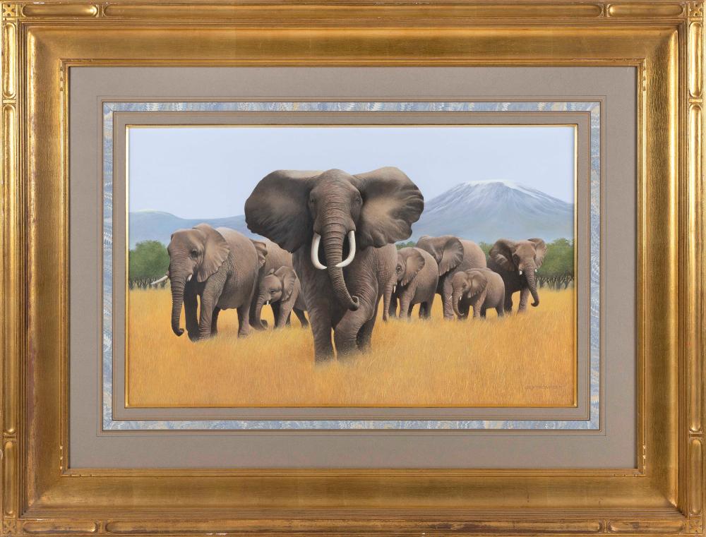 Appraisal: ROY THOMPSEN NEW YORK FLORIDA B HERD OF ELEPHANTS ON