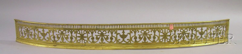 Appraisal: Georgian Bowed Reticulated Brass Fireplace Fender ht wd in