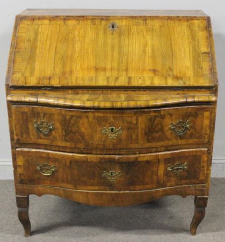 Appraisal: th Century Slant Front Desk Nice model with banded burled