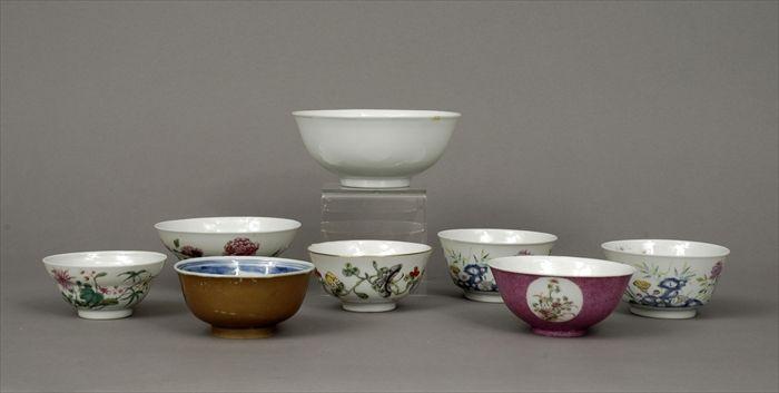 Appraisal: Eight Chinese Porcelain Bowls to in to in diam