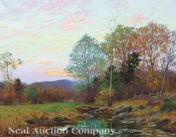 Appraisal: William Merritt Post American - Landscape with River oil on