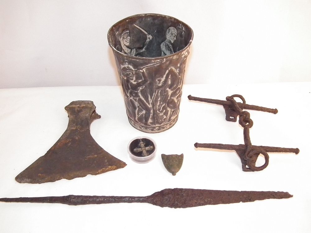 Appraisal: MIDDLE AGES WEAPON RELICS Lot of pieces of Middle Age