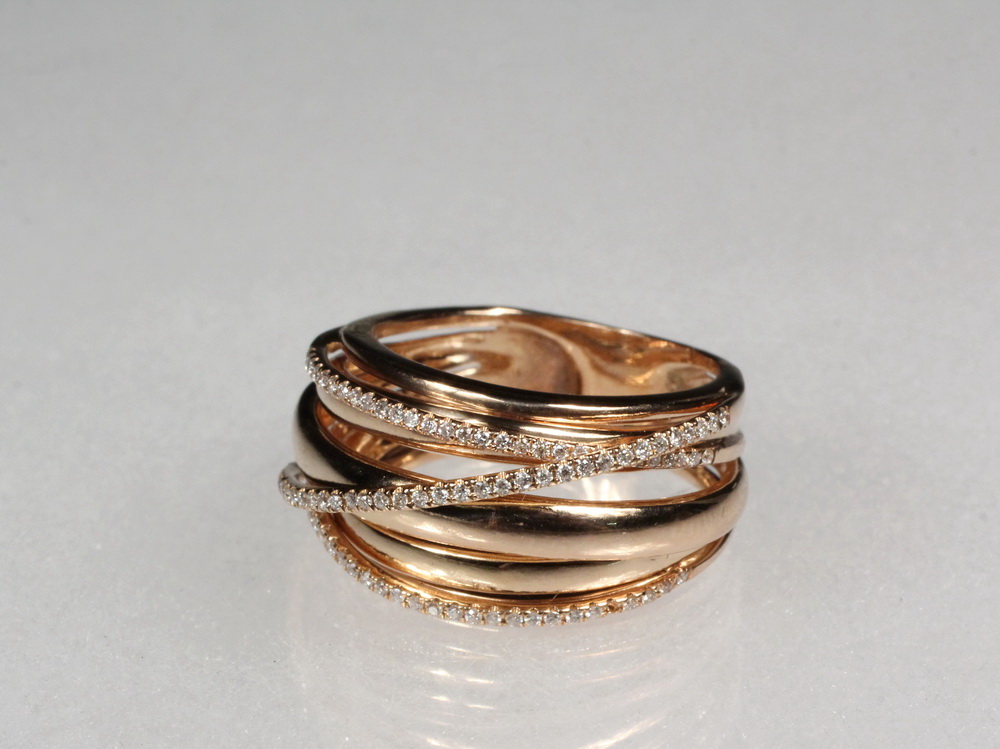 Appraisal: RING - Lady's K Rose Gold and Diamond Multi-Band Design