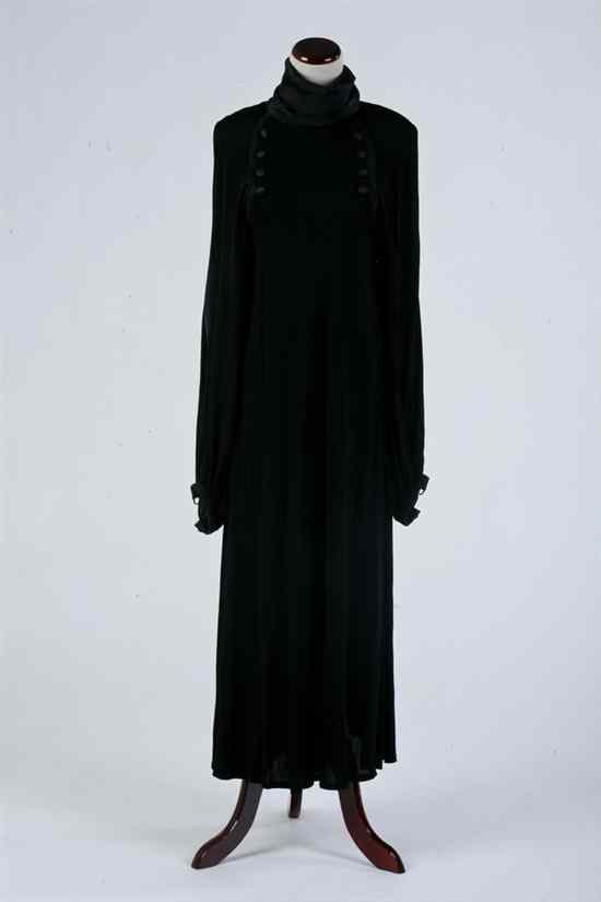 Appraisal: JOHN BATES LONDON BLACK TURTLENECK CREPE SMOCK DRESS s Front