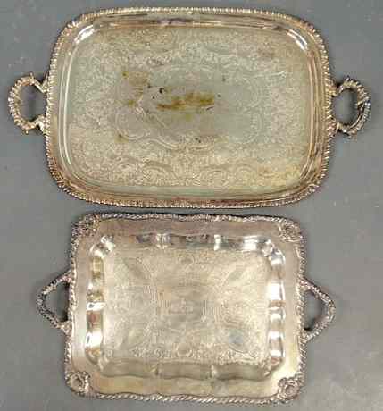 Appraisal: Two silverplate serving trays l l