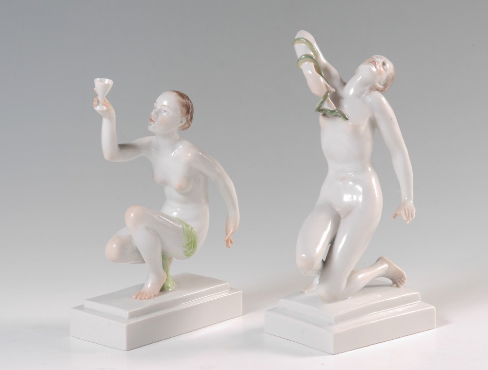 Appraisal: HEREND NUDE PORCELAIN FIGURINES figurines both marked Herend to include