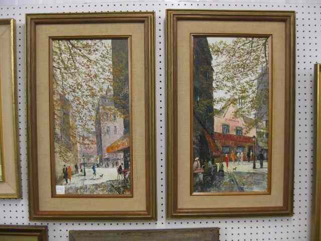 Appraisal: Bazze Oils Pair French street scenes on canvas image area