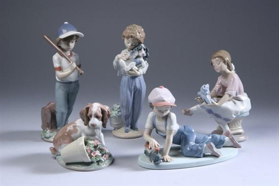 Appraisal: FIVE LLADRO PORCELAIN FIGURES Best Friends All Aboard My Buddy