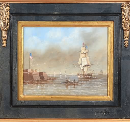 Appraisal: Bedloe's Island Liberty Island in New York Harbor oil on