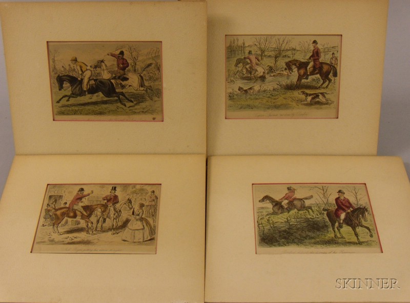 Appraisal: John Leech British - Lot of Four Equestrian Scenes Signed