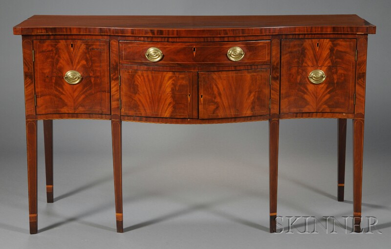 Appraisal: Federal Mahogany Inlaid and Flame Mahogany Veneer Sideboard probably New