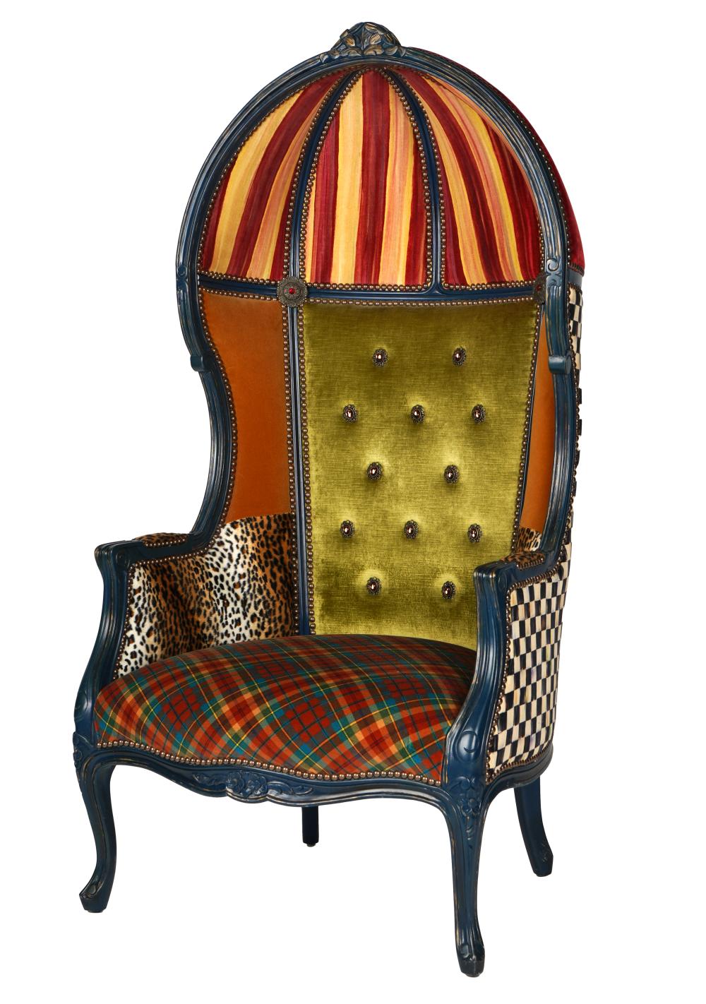 Appraisal: MACKENZIE-CHILDS PORTER'S CHAIRwith label to underside painted wood and multi-colored