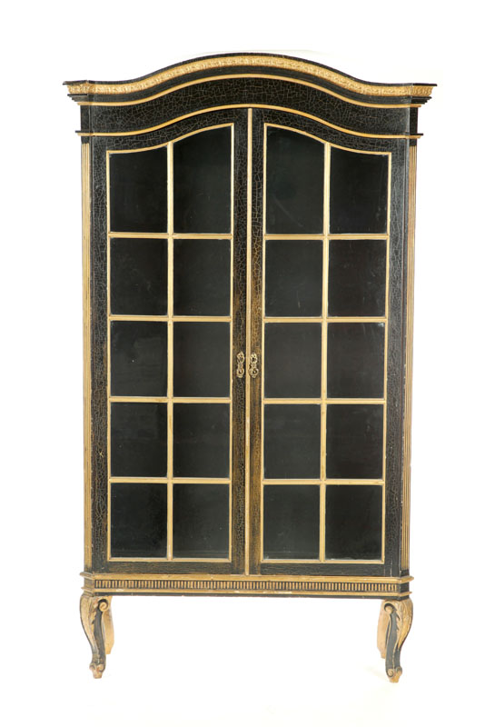 Appraisal: FRENCH EMPIRE-STYLE CABINET American late th century Black craquelle finish