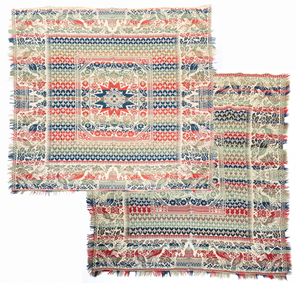 Appraisal: TWO AMERICAN COVERLETS Mid th century One piece with multiple