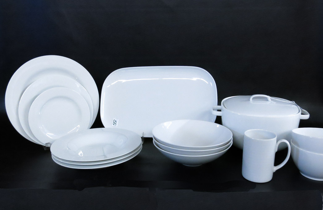 Appraisal: ASSEMBLED WHITE CHINA SET fifty-seven pieces comprised of mostly Rosenthal