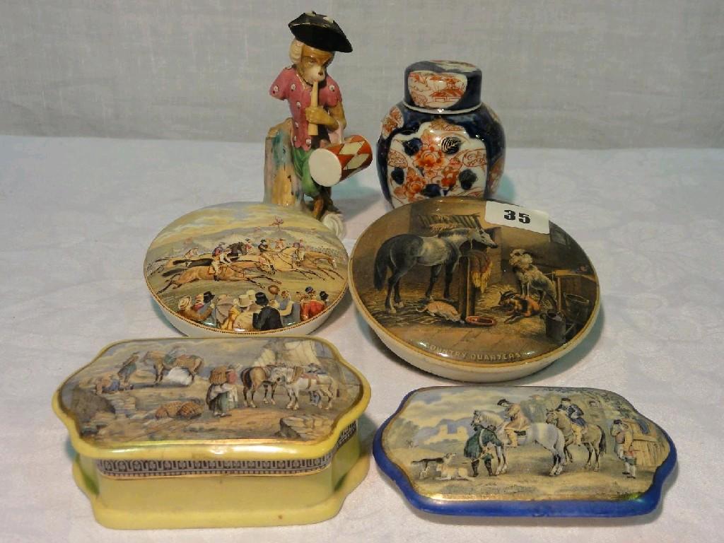 Appraisal: A collection of th century Prattware comprising a lid of