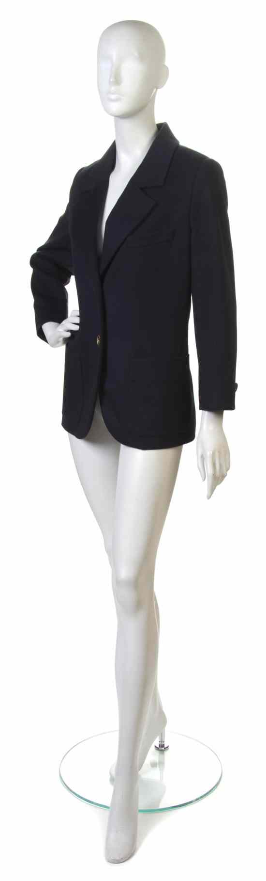 Appraisal: An Yves Saint Laurent Navy Wool Jacket Labeled Yves Saint