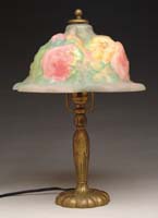 Appraisal: PAIRPOINT PUFFY BOUDOIR LAMP Wonderful Rose Bonnet shade has four