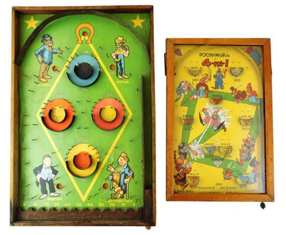 Appraisal: BLACK AMERICANA Two small pinball games with African Americans subjects