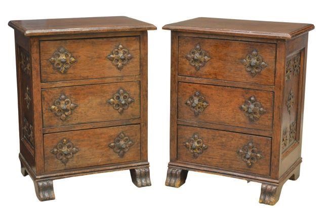 Appraisal: pair Spanish bedside cabinets th c in a mahogany finish