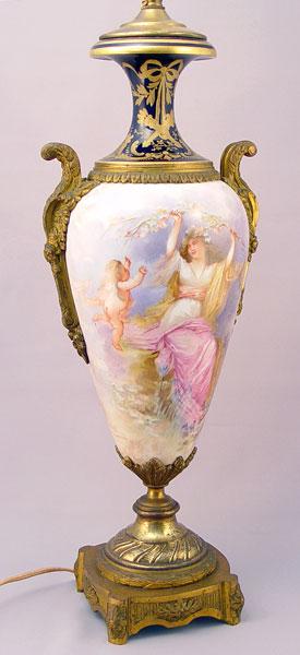 Appraisal: ARTIST SIGNED HAND PAINTED SEVRES PORCELAIN LAMP Attributed to Sevres