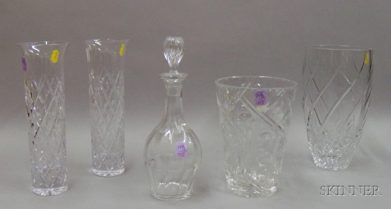 Appraisal: Five Pieces of Assorted Colorless Cut and Pressed Glass Table