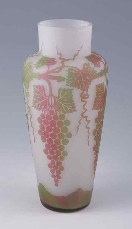 Appraisal: CAMEO GLASS VASE Signed BW in cameo Grape design ''