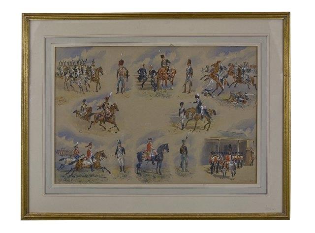 Appraisal: circle of Richard SimkinThe Hussars through the Agessigned and dated