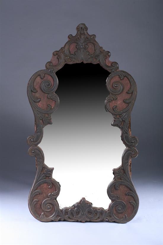 Appraisal: CONTINENTAL ROCOCO STYLE METAL-MOUNTED PAINTED MIRROR Late th century with