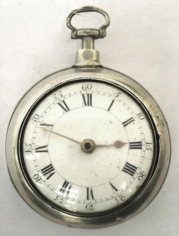 Appraisal: Late th century silver pair cased fusee verge pocket watch