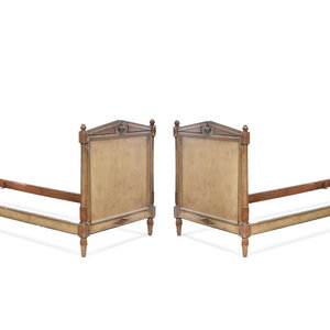 Appraisal: A Pair of Directoire Style Painted Beds th Century Height