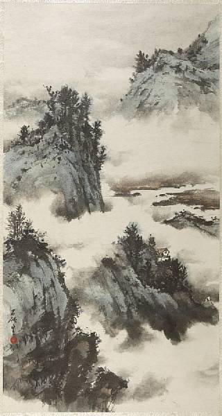 Appraisal: Huang Leisheng b Two Paintings Hanging scrolls both ink and