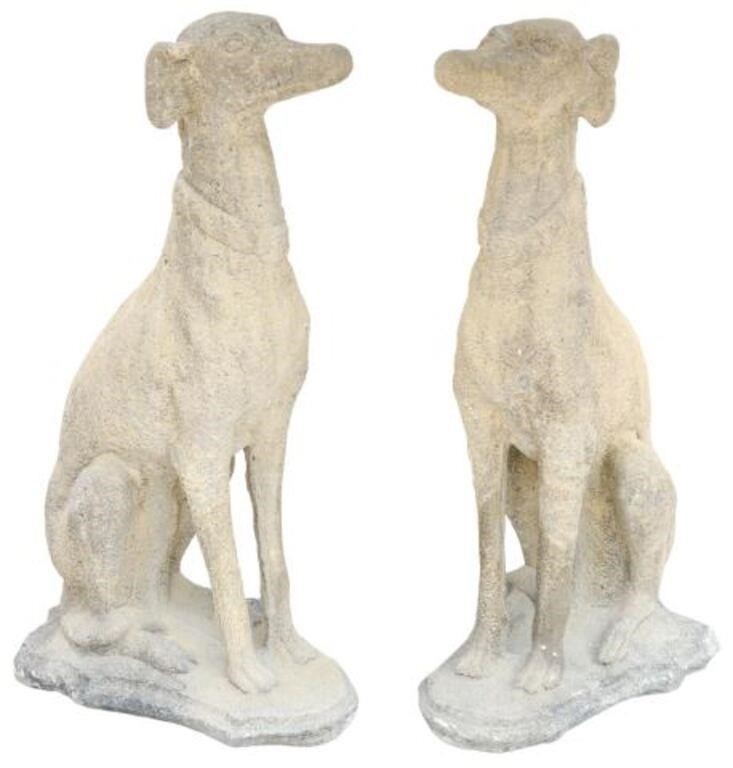 Appraisal: pair Cast stone garden statuary Italian Greyhounds late th c