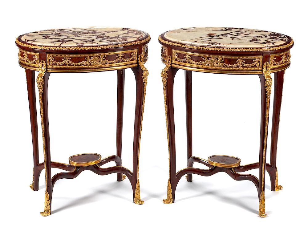 Appraisal: A Pair of Louis XV Style Gilt Bronze Mounted Side