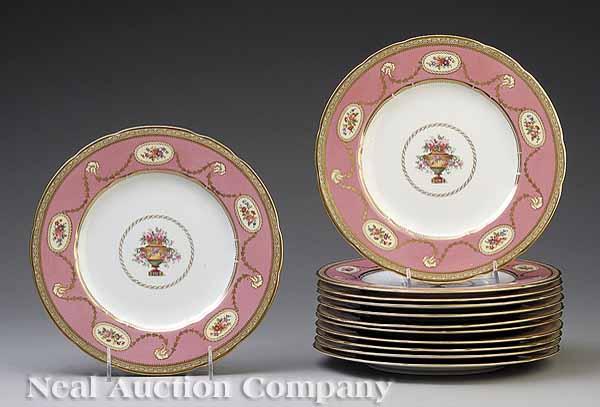 Appraisal: Twelve Spode Gilt and Floral Porcelain Dinner Plates mid- th