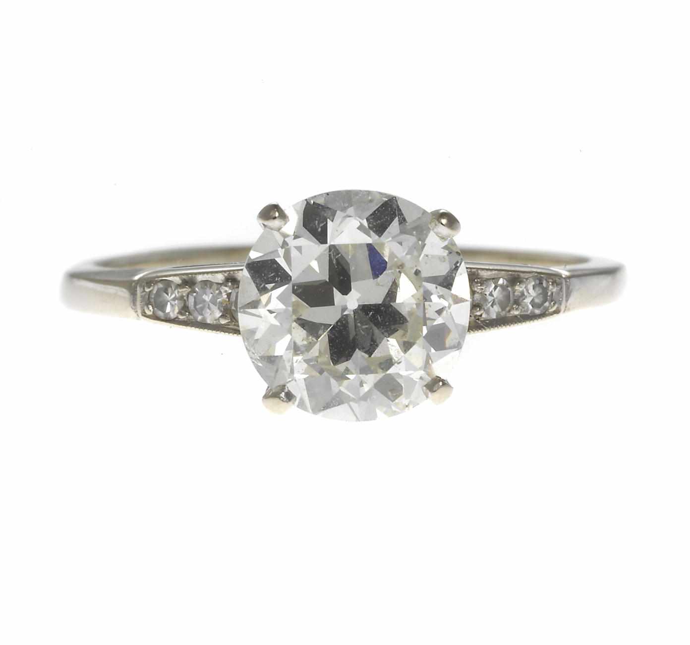 Appraisal: A diamond solitaire ring central old European-cut diamond weighing approximately