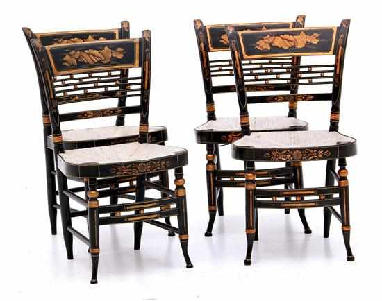 Appraisal: Set of four American Sheraton painted fancy chairs circa shaped