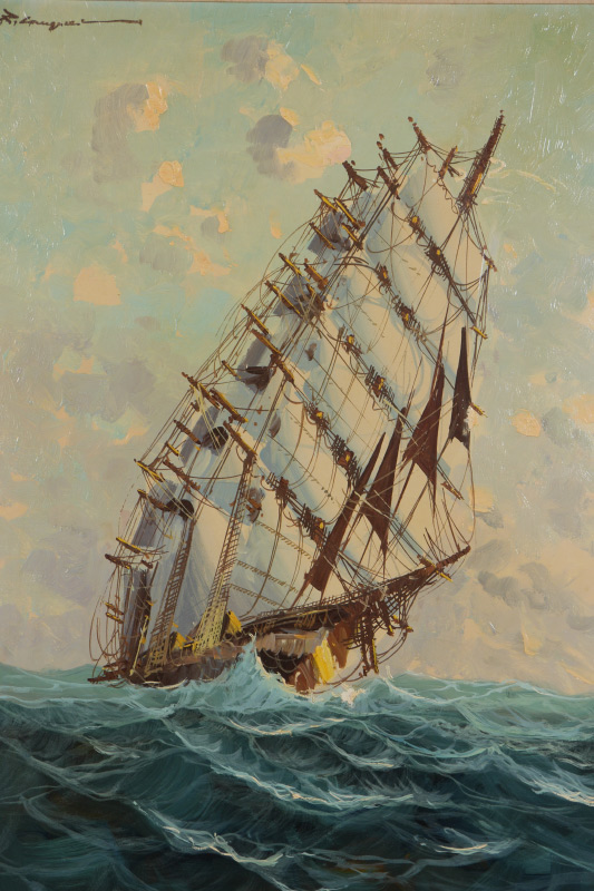 Appraisal: LONGANESI Leo Italian - Clipper Ship at Full Sail Oil