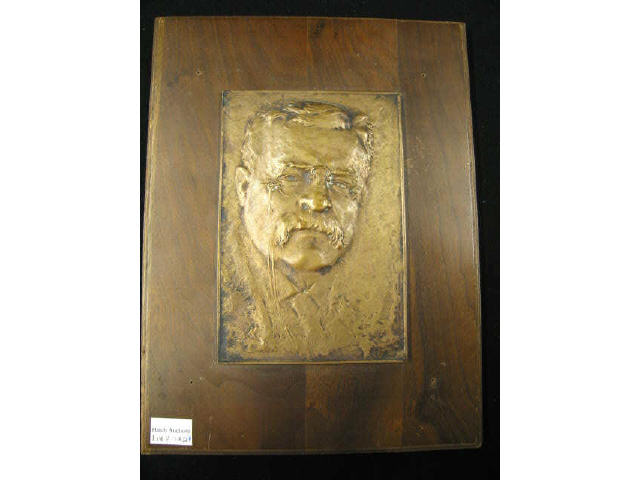 Appraisal: Theodore Roosevelt Bronze Plaque a wonderful depiction image area x