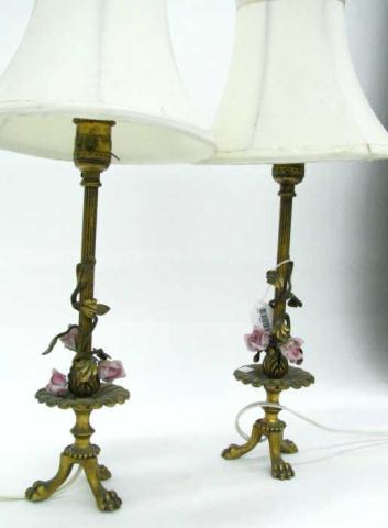 Appraisal: Pair of Vintage French Style Vanity Lamps gilt metal with