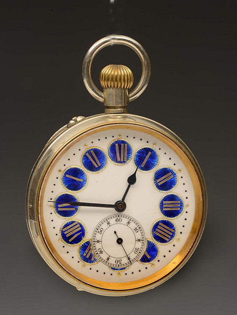 Appraisal: A GOLIATH POCKET WATCH with top wind blue and white