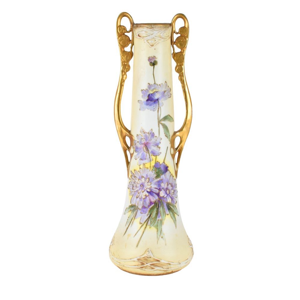 Appraisal: Turn Teplitz Vase Riessner Stellmacher and Kessel Large Turn Teplitz