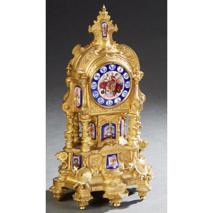 Appraisal: M T Kaltenberger Gilt Bronze and Porcelain Mantel Clock th