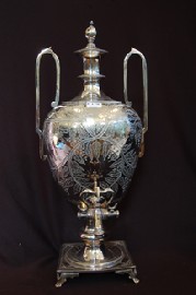 Appraisal: VICTORIAN SILVER PLATE TEA URN