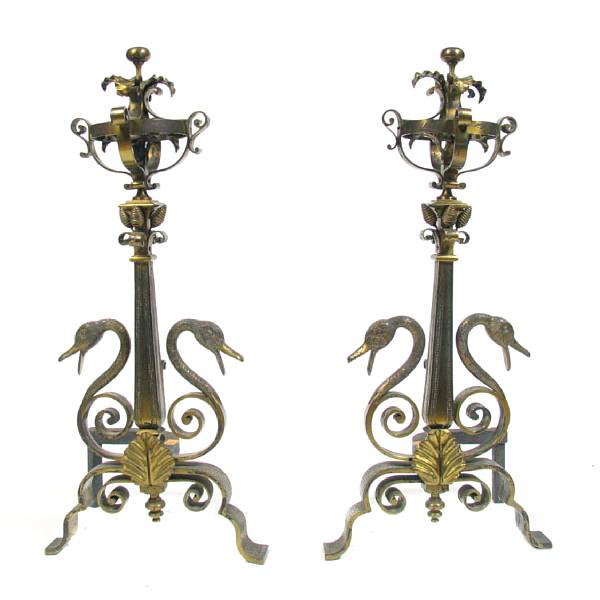 Appraisal: A pair of andirons height in