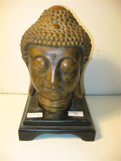 Appraisal: Thai bronze Buddha headCast head over wood stand