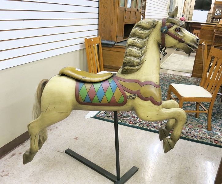 Appraisal: AMERICAN CARVED AND PAINTED WOOD CAROUSEL HORSE Armitage Herschell Co