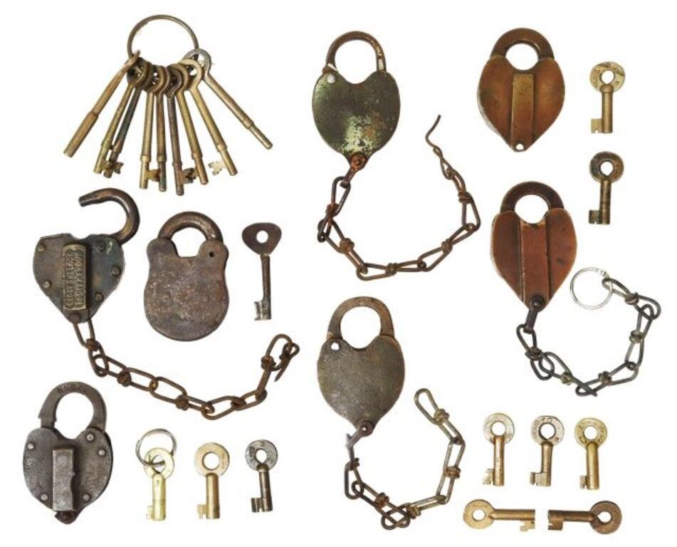 Appraisal: lot Antique railroad padlocks and keys late th early th