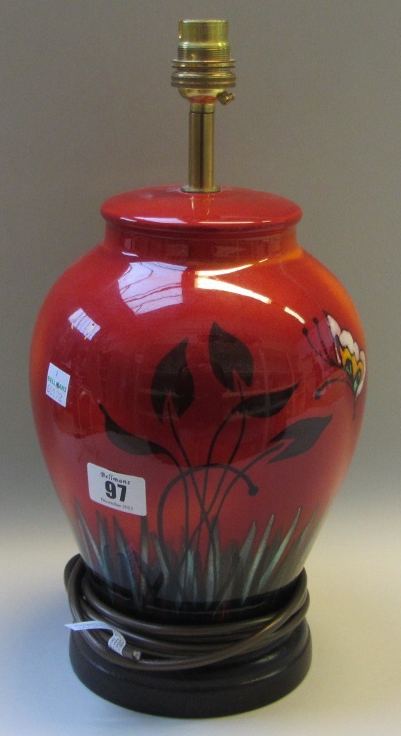 Appraisal: A Poole pottery table lamp modelled as a ginger jar